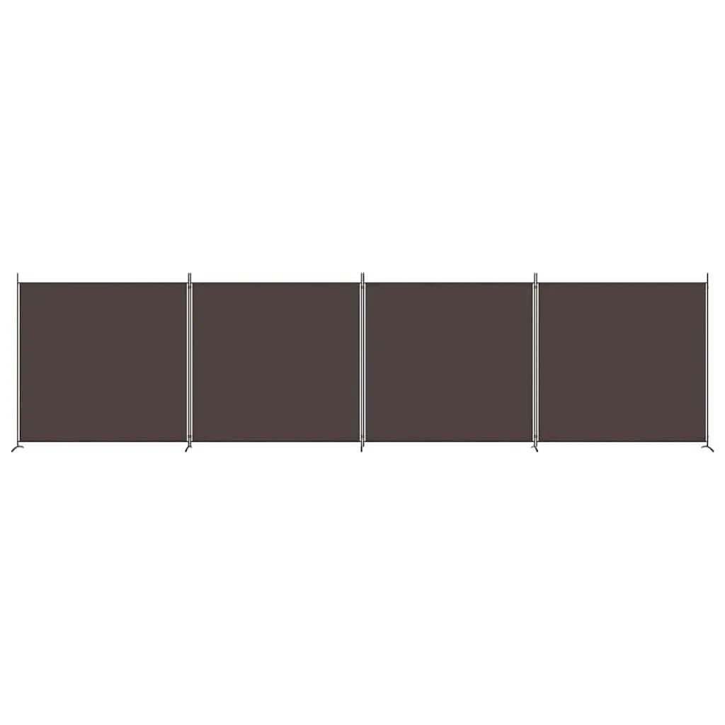 4-Panel Room Divider Brown Foldable Fabric Screen Partition Privacy Separator