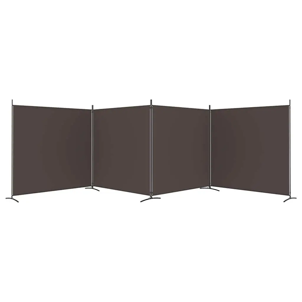 4-Panel Room Divider Brown Foldable Fabric Screen Partition Privacy Separator