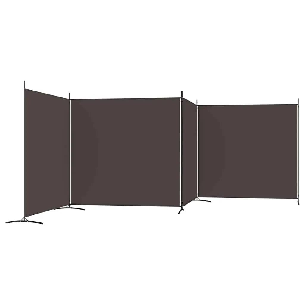 4-Panel Room Divider Brown Foldable Fabric Screen Partition Privacy Separator