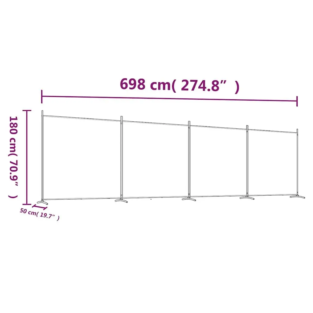 4-Panel Room Divider Brown Foldable Fabric Screen Partition Privacy Separator