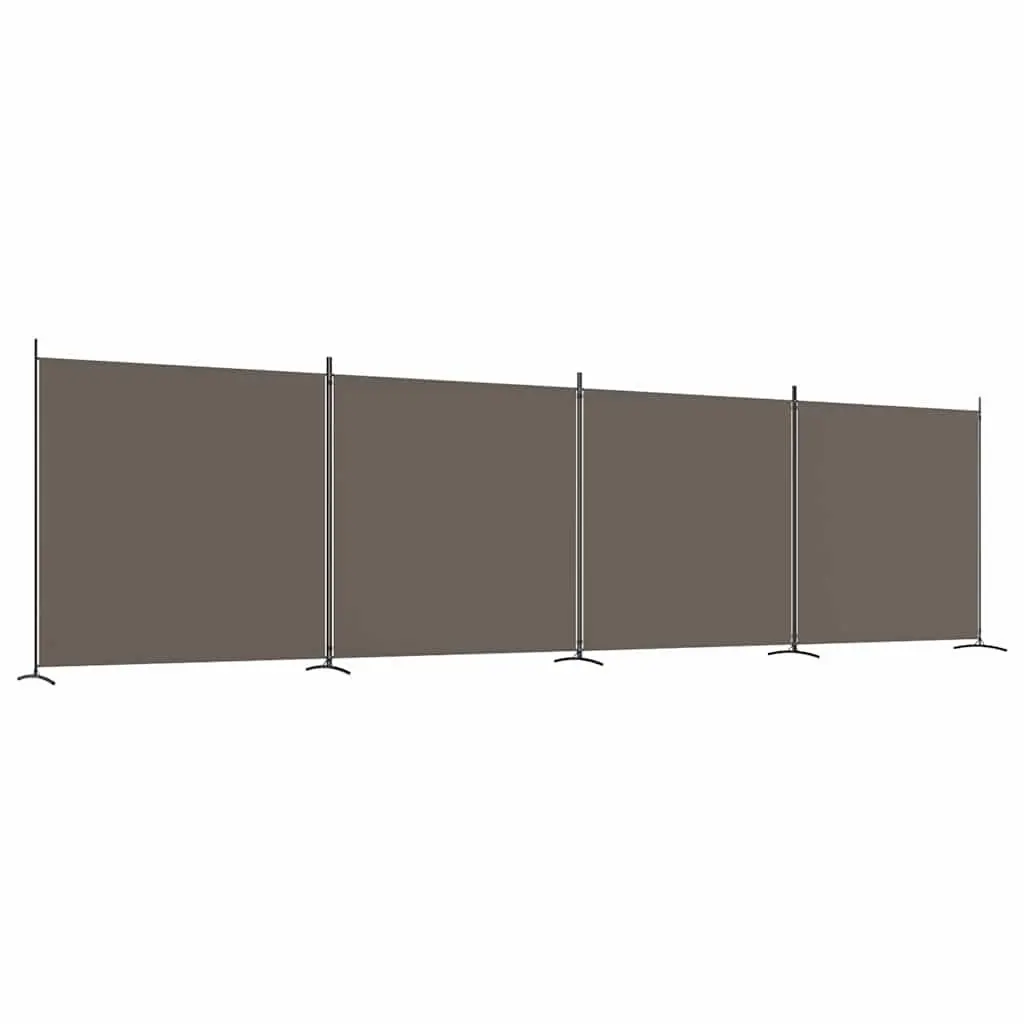 4-Panel Room Divider Privacy Partition Folding Screen Anthracite Fabric 698 x 180 cm