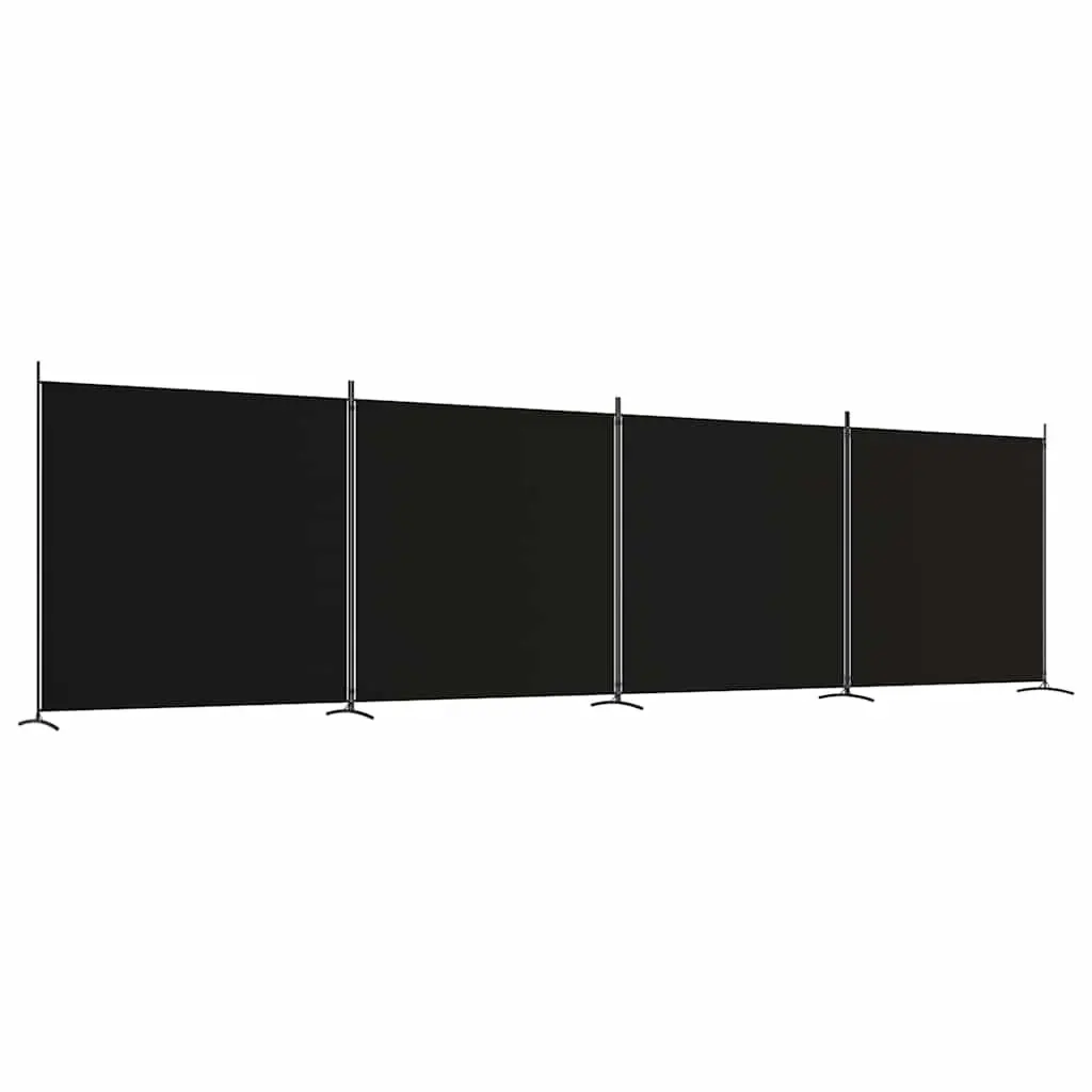 4 Panel Room Divider Folding Partition Screen Privacy 698x180 cm Black Fabric