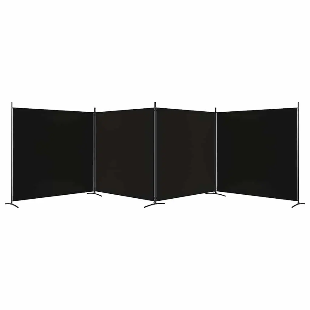 4 Panel Room Divider Folding Partition Screen Privacy 698x180 cm Black Fabric