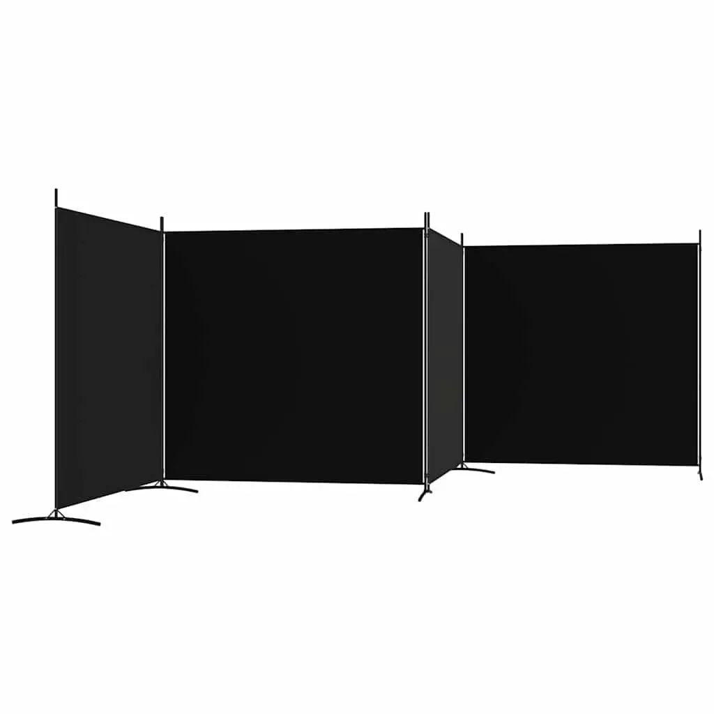 4 Panel Room Divider Folding Partition Screen Privacy 698x180 cm Black Fabric