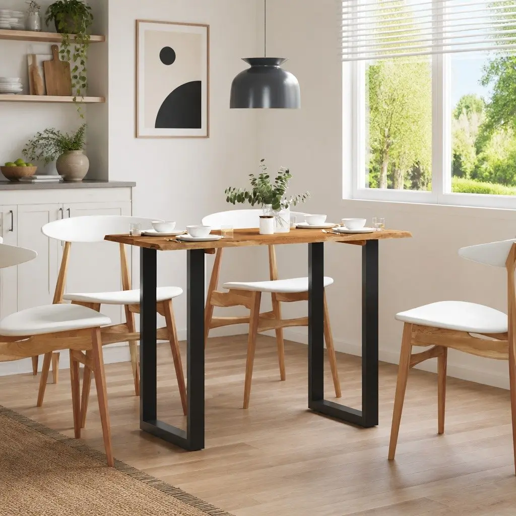 Acacia Wood Dining Table with Industrial Legs
