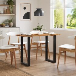 Durable Acacia Wood Dining Table with Industrial Legs