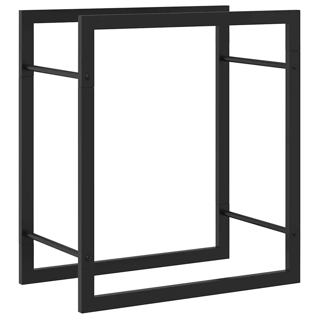 Firewood Rack Log Storage Holder Steel Black 50 x 28 x 56 cm