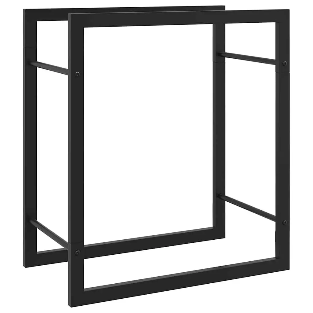 Firewood Rack Log Storage Holder Steel Black 50 x 28 x 56 cm