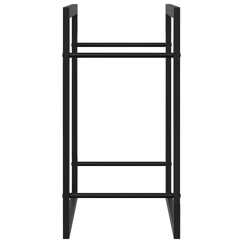 Firewood Rack Log Storage Holder Steel Black 50 x 28 x 56 cm