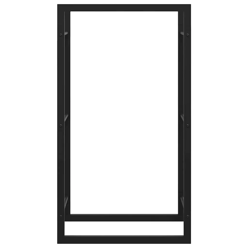 Log Storage Holder Steel Black Fireplace Firewood Rack 50x28x94cm