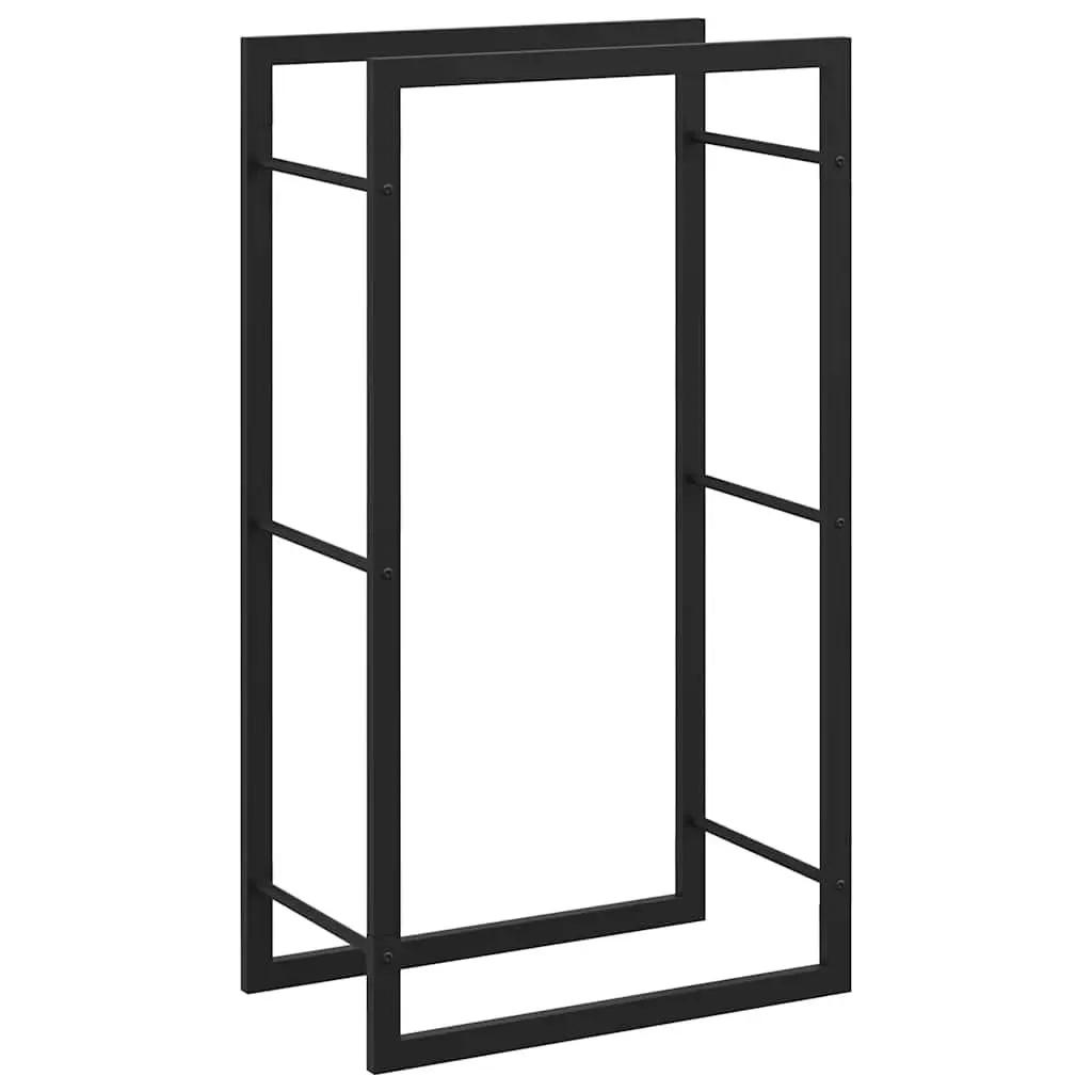 Log Storage Holder Steel Black Fireplace Firewood Rack 50x28x94cm