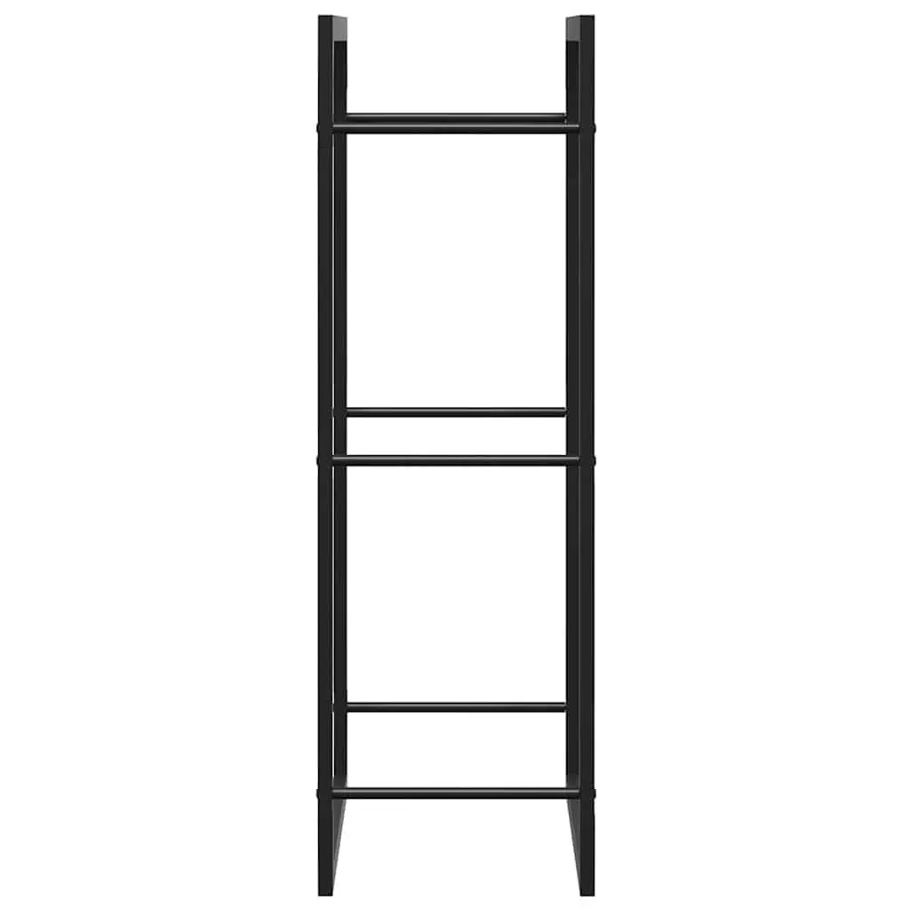 Log Storage Holder Steel Black Fireplace Firewood Rack 50x28x94cm