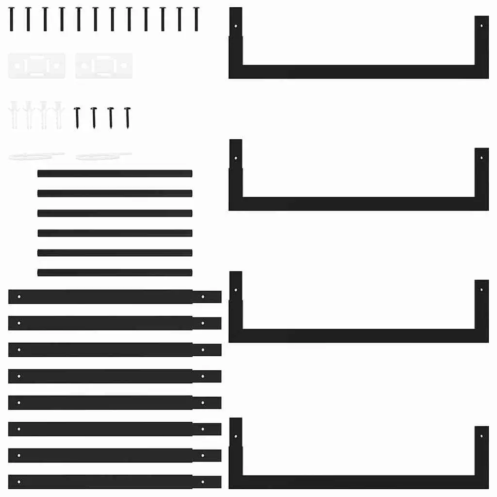 Log Storage Holder Steel Black Fireplace Firewood Rack 50x28x94cm