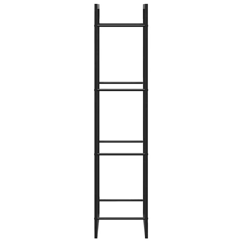 Log Rack Firewood Storage Holder Black Steel 50x28x132cm Indoor Outdoor