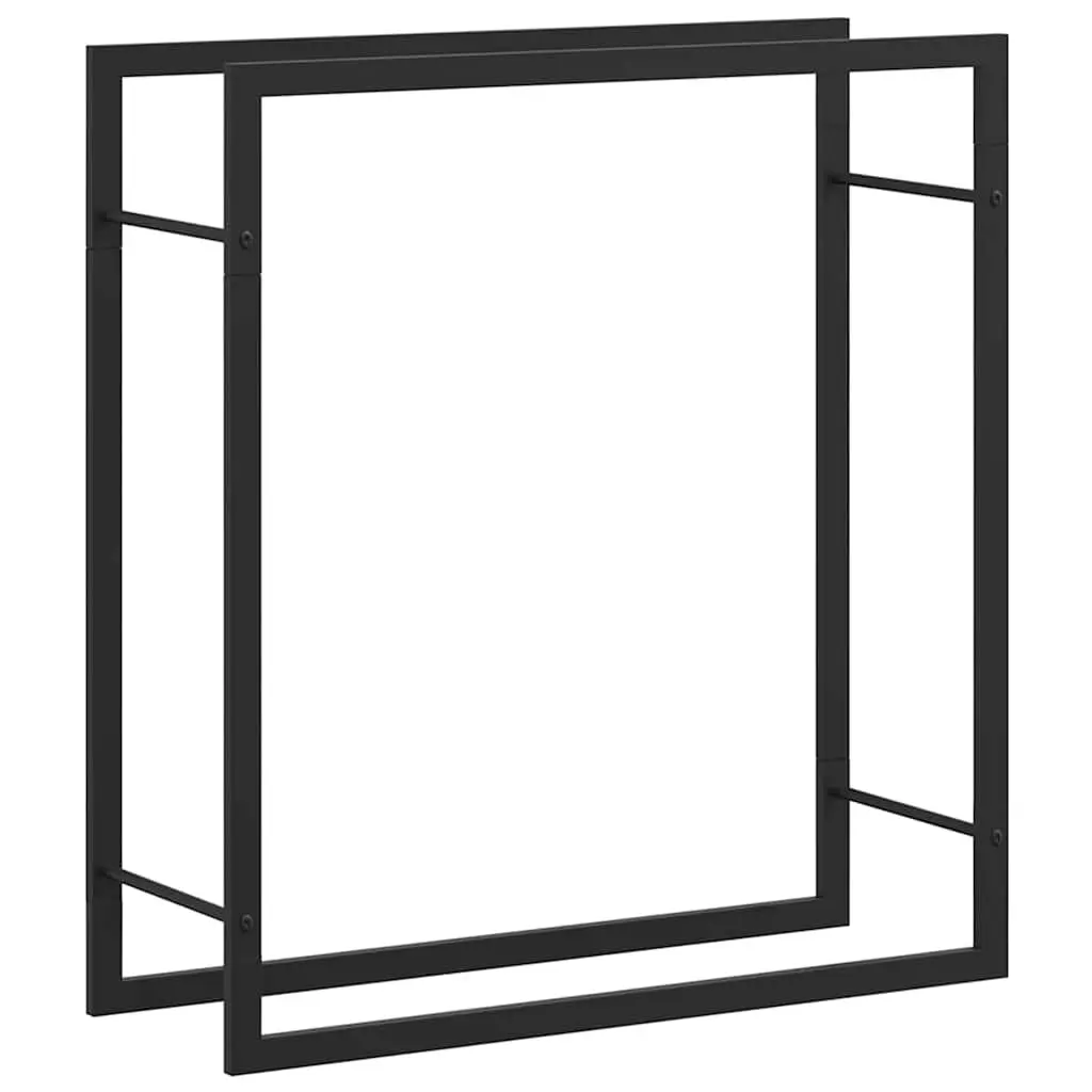 Firewood Rack Log Storage Holder Black Steel Outdoor Indoor Fireplace Wood Stand 80x28x86cm Black