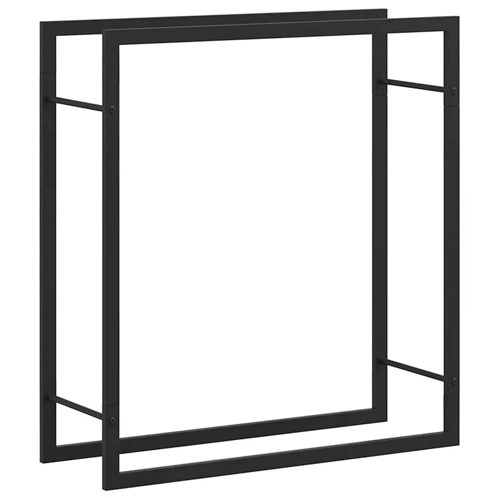 Firewood Rack Log Storage Holder Black Steel Outdoor Indoor Fireplace Wood Stand 80x28x86cm Black