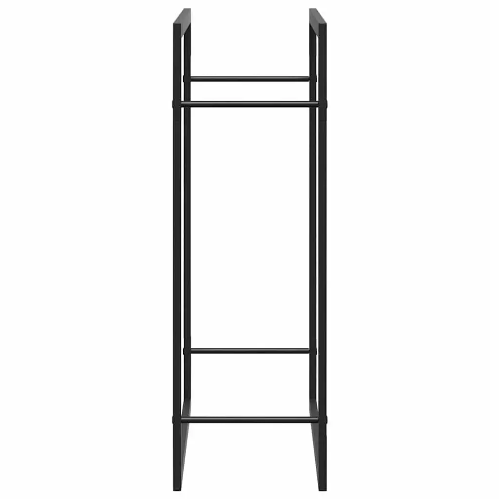 Firewood Rack Log Storage Holder Black Steel Outdoor Indoor Fireplace Wood Stand 80x28x86cm Black