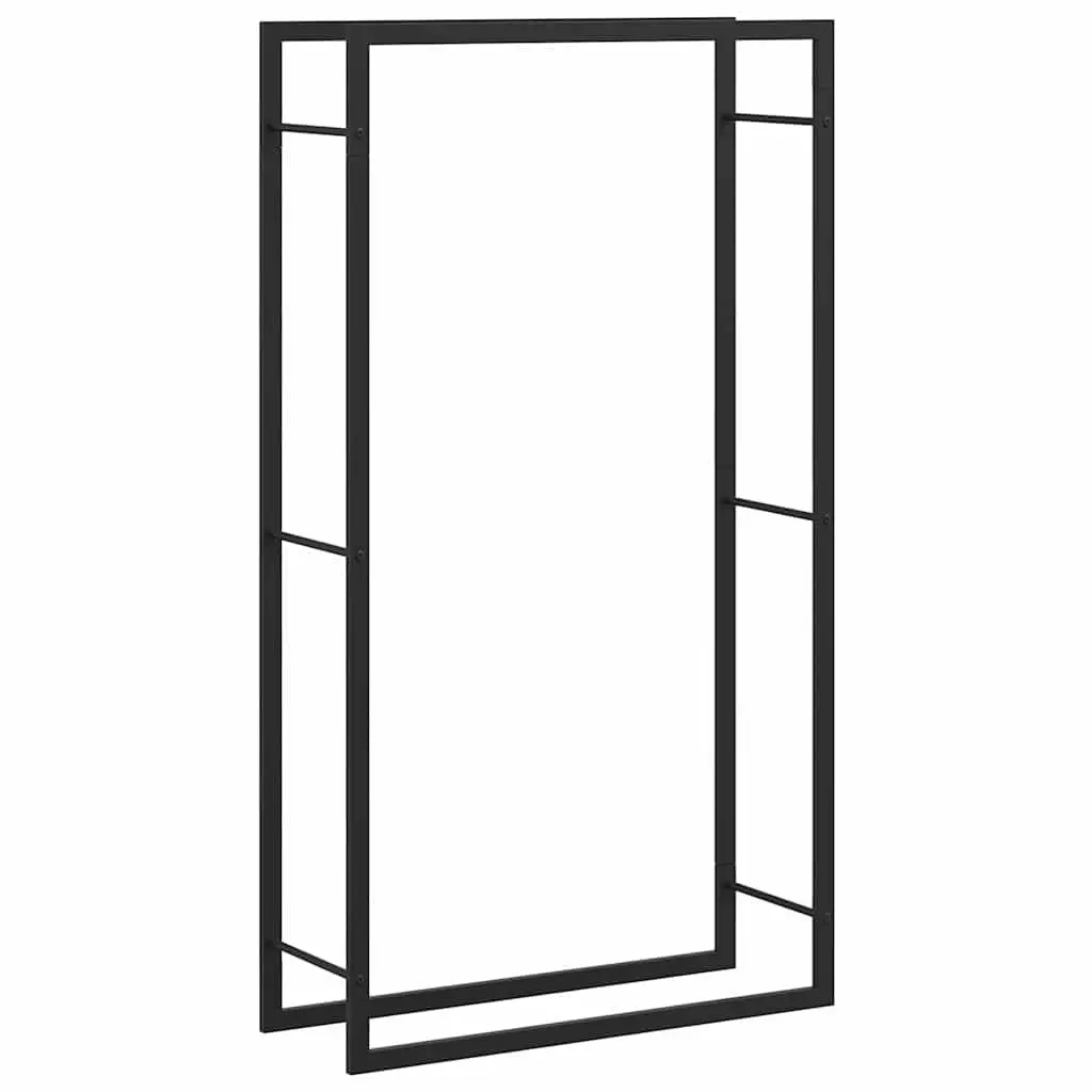 Firewood Rack Log Storage Holder Black Steel 80 x 28 x 154 cm