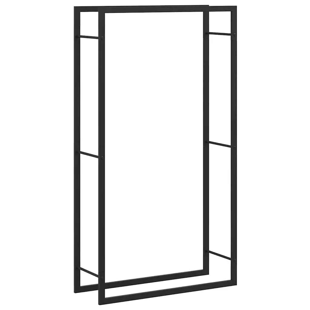 Firewood Rack Log Storage Holder Black Steel 80 x 28 x 154 cm