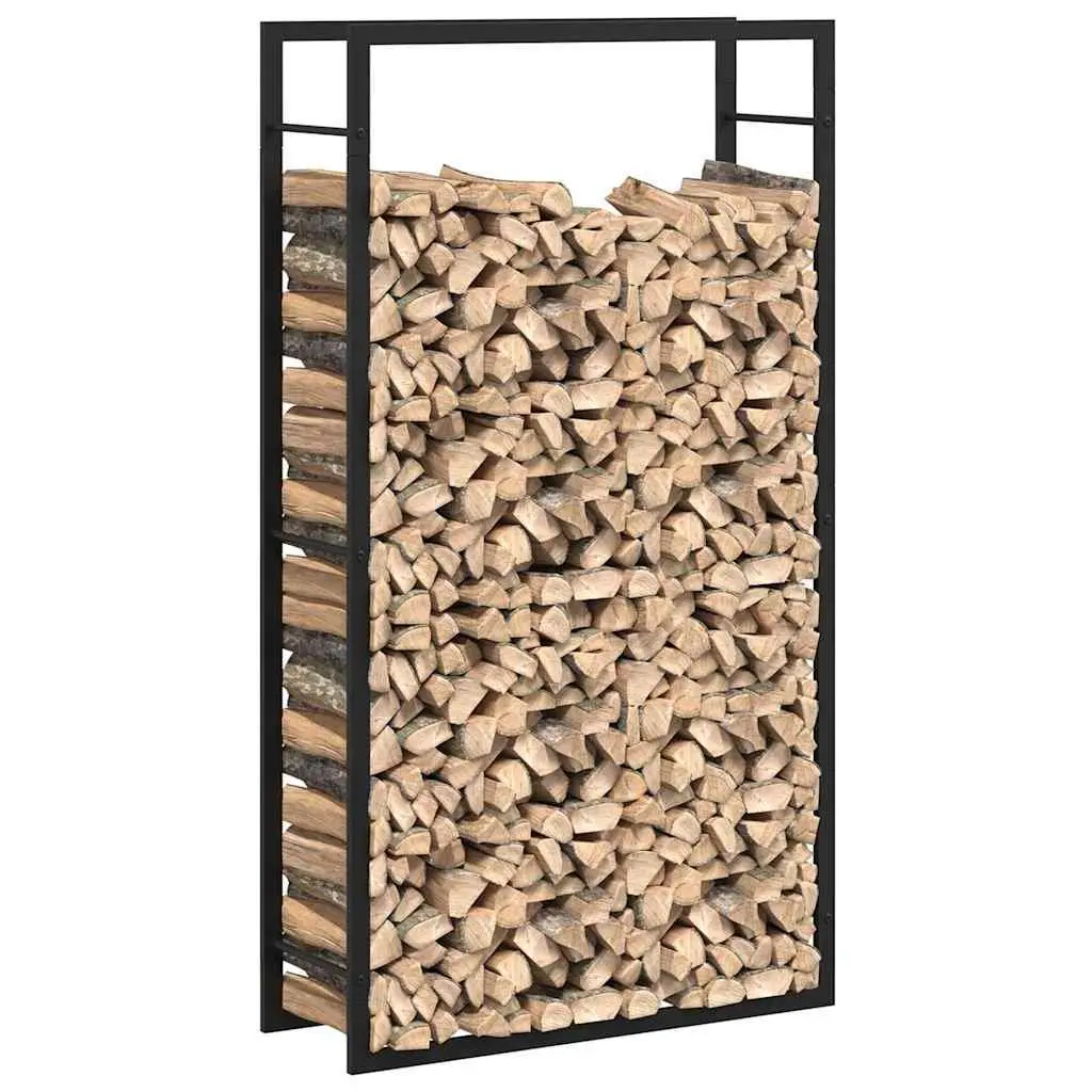 Firewood Rack Log Storage Holder Black Steel 80 x 28 x 154 cm