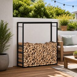 Reliable Black Firewood Rack with Easy Access