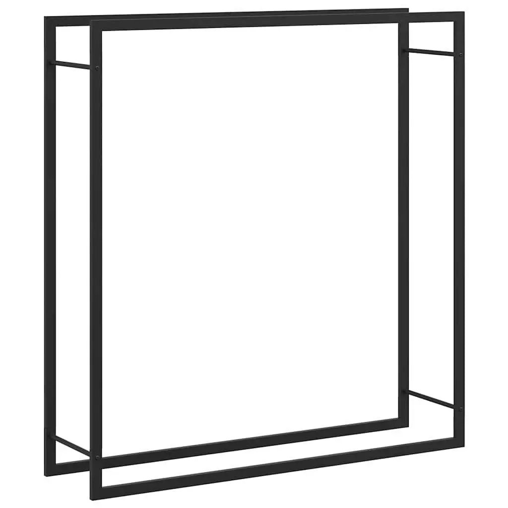 Firewood Rack Log Storage Holder Steel Black Outdoor Garden 110 x 28 x 116 cm