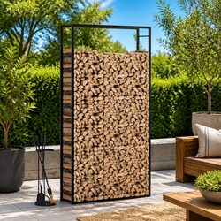 Reliable Black Steel Firewood Storage Rack