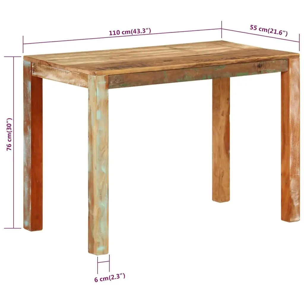 Dining Table Solid Reclaimed Wood 110x55x76 cm Multicolour