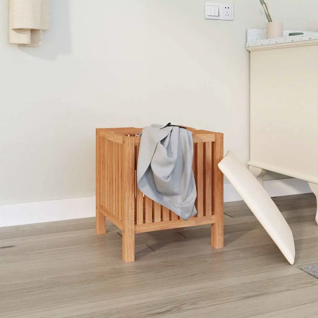 Wooden Bathroom Stool Storage Laundry Basket Seat Organizer Brown 40.5x40x52cm
