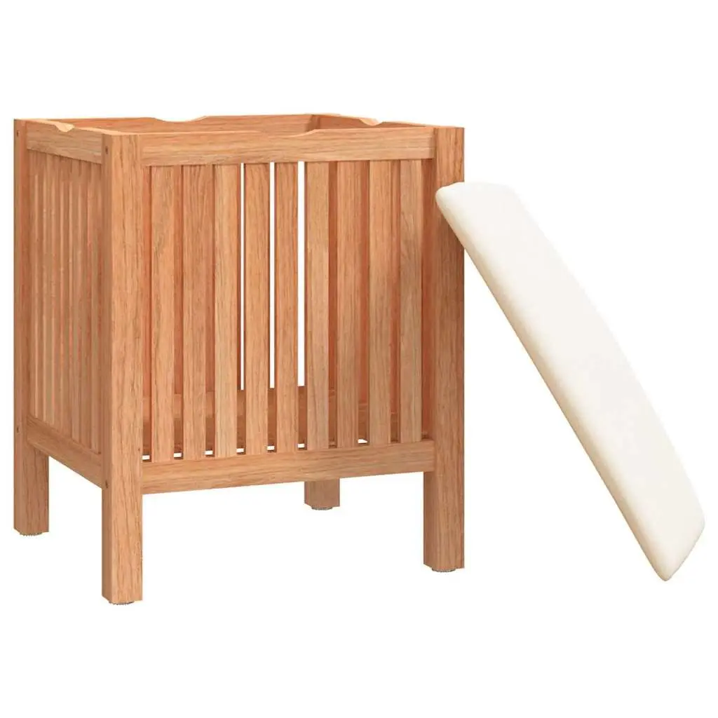 Wooden Bathroom Stool Storage Laundry Basket Seat Organizer Brown 40.5x40x52cm