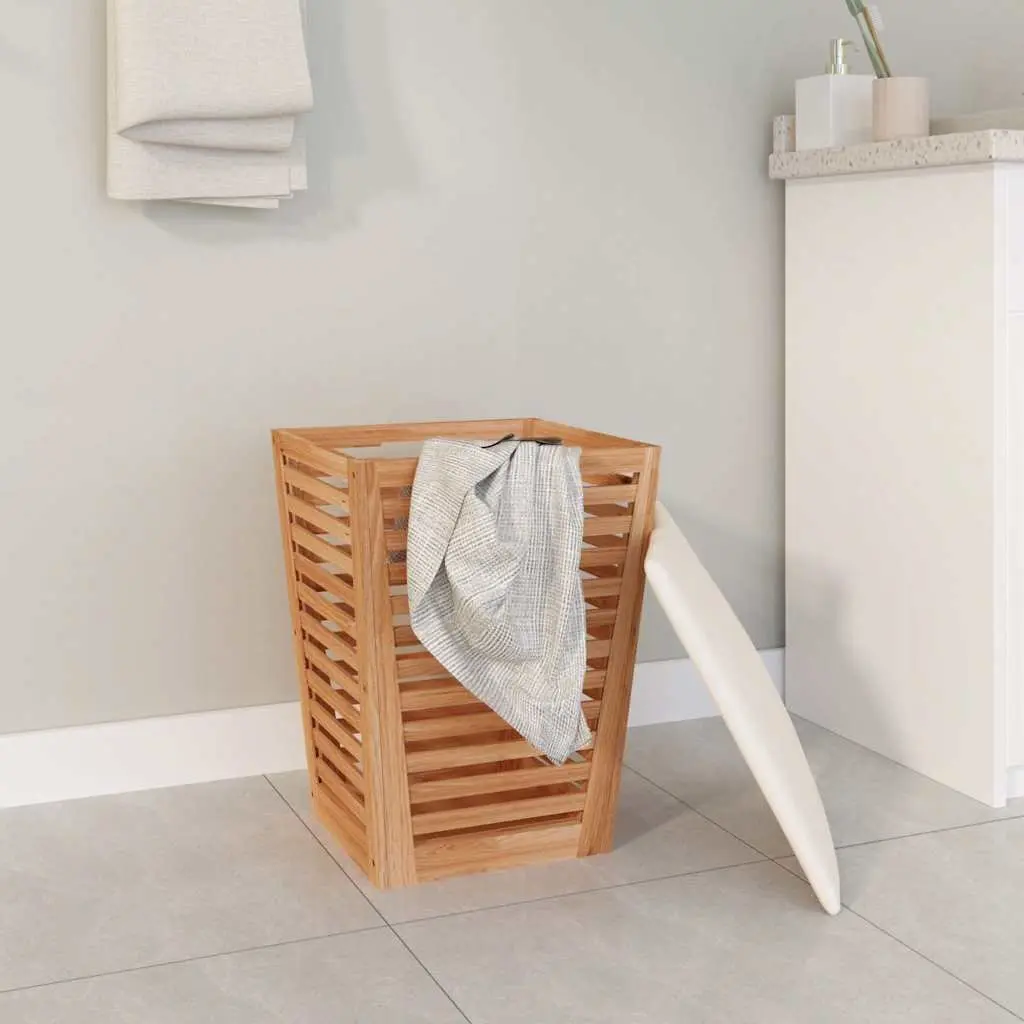 Wooden Bathroom Storage Stool Laundry Basket Seat 40.5cm Brown