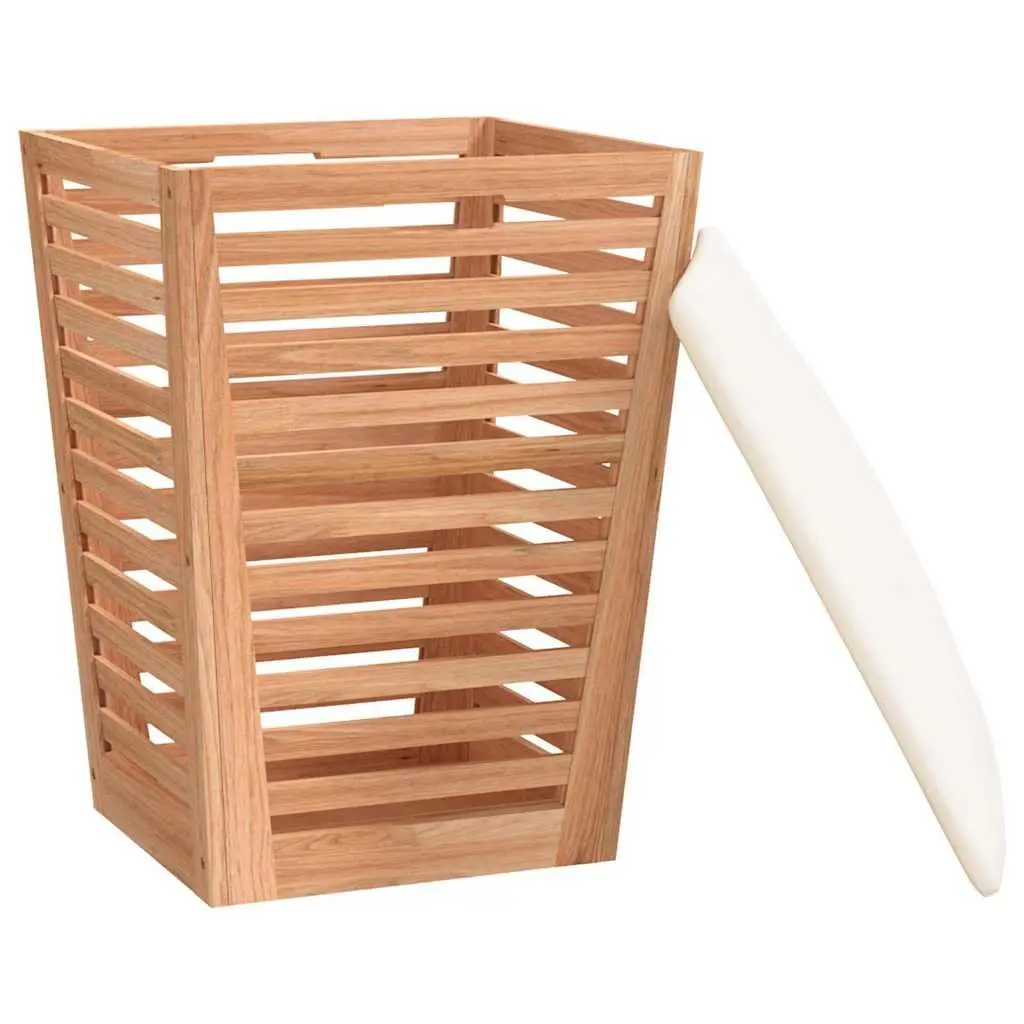 Wooden Bathroom Storage Stool Laundry Basket Seat 40.5cm Brown