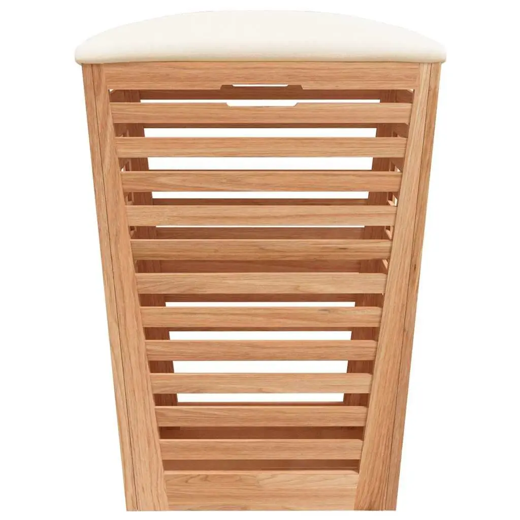 Wooden Bathroom Storage Stool Laundry Basket Seat 40.5cm Brown