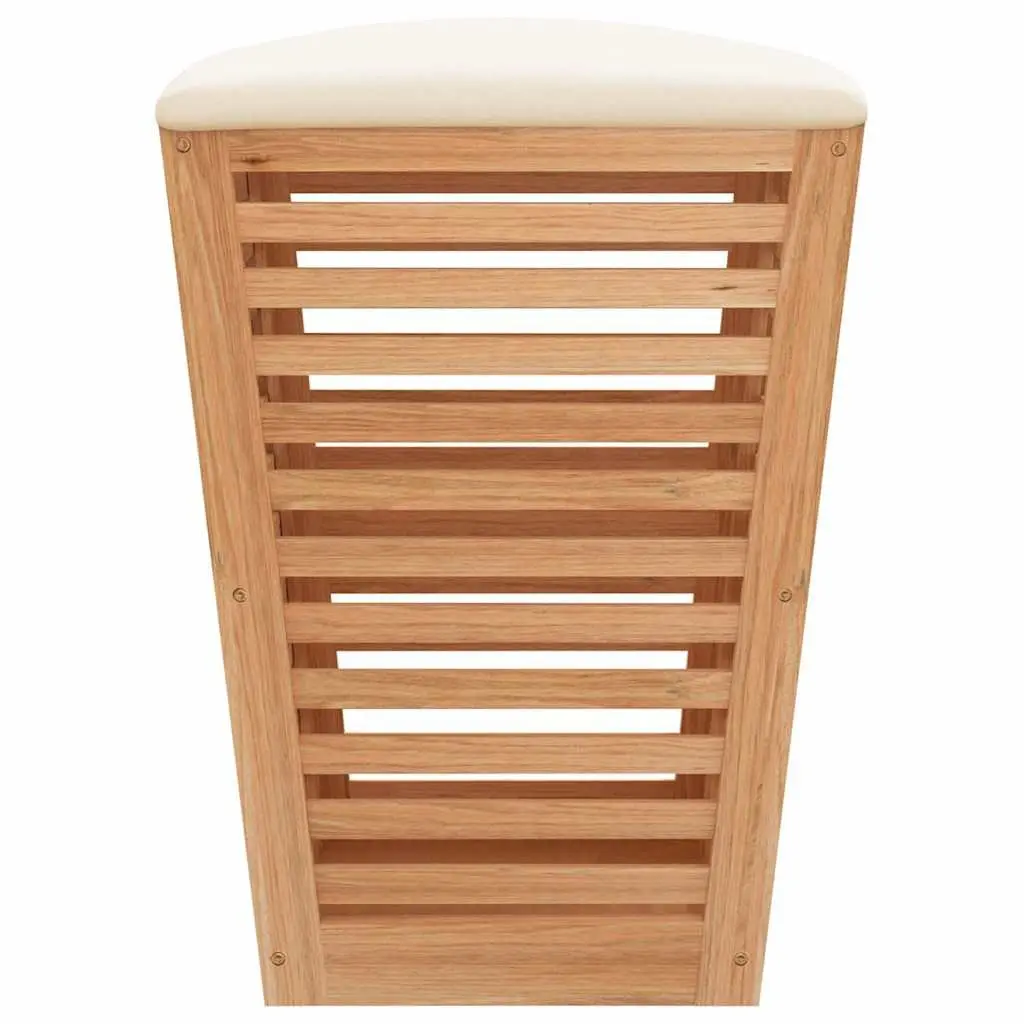 Wooden Bathroom Storage Stool Laundry Basket Seat 40.5cm Brown