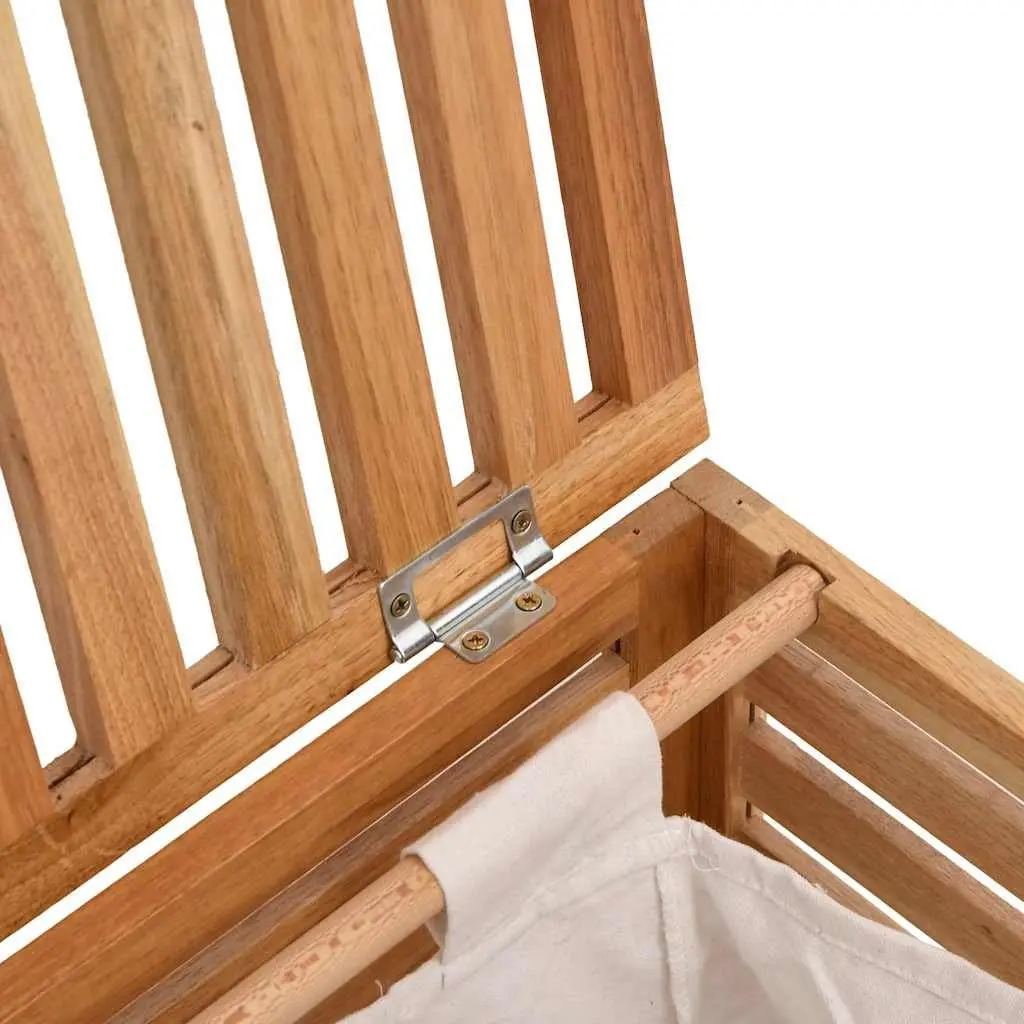 Wooden Laundry Basket Storage Hamper 45x45x65 cm Brown Solid Wood with Removable Bag