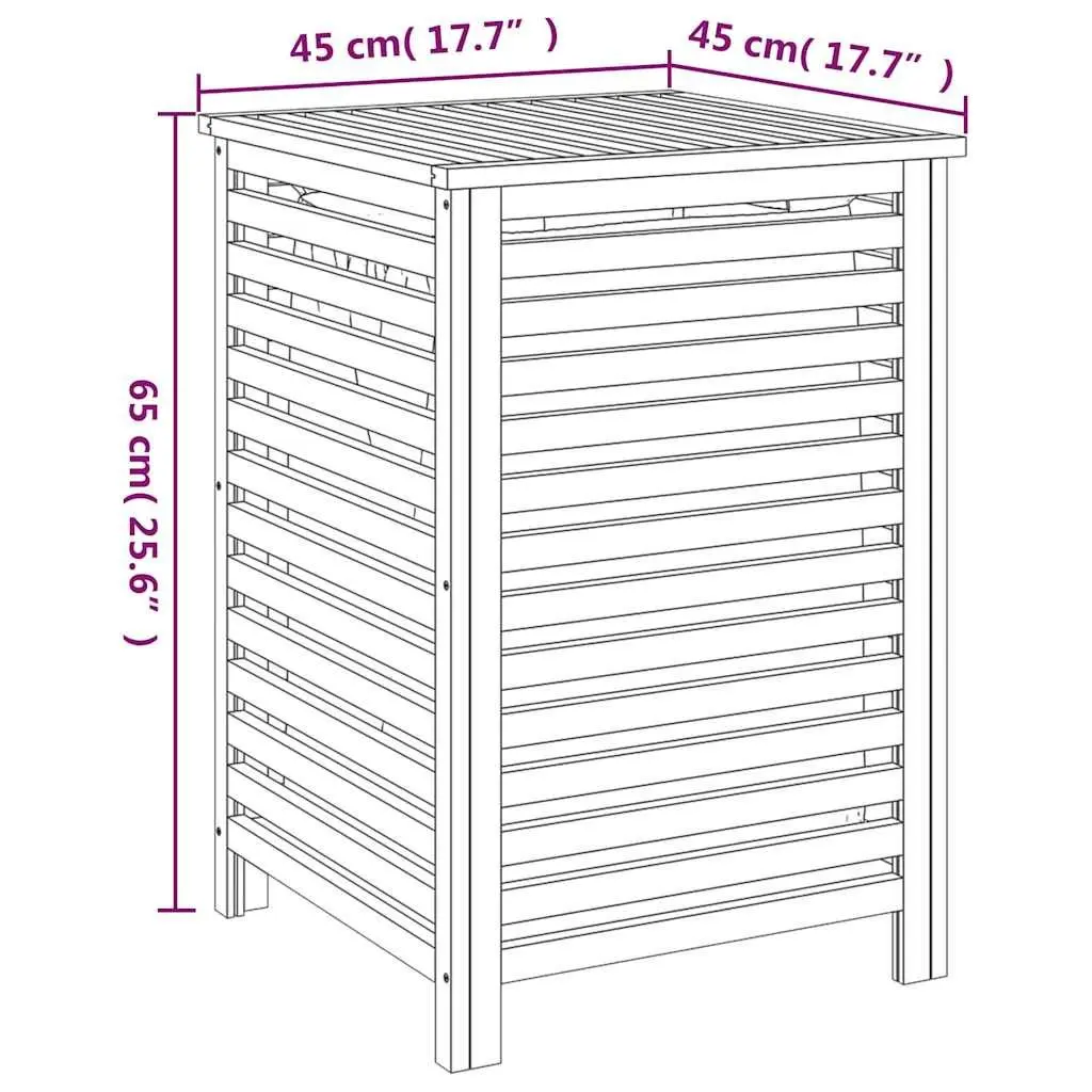 Wooden Laundry Basket Storage Hamper 45x45x65 cm Brown Solid Wood with Removable Bag