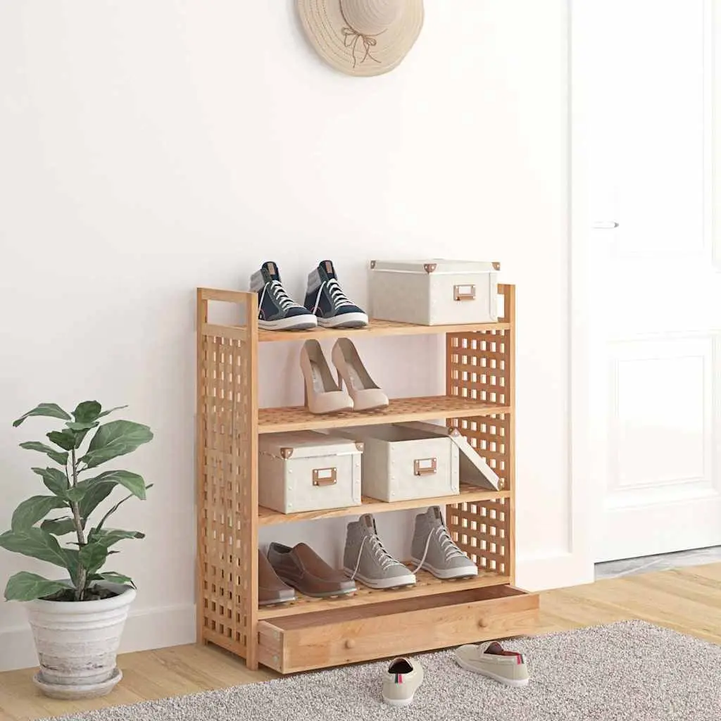 Wooden Shoe Rack Storage Organiser 70x27x81 cm Brown 4 Shelf