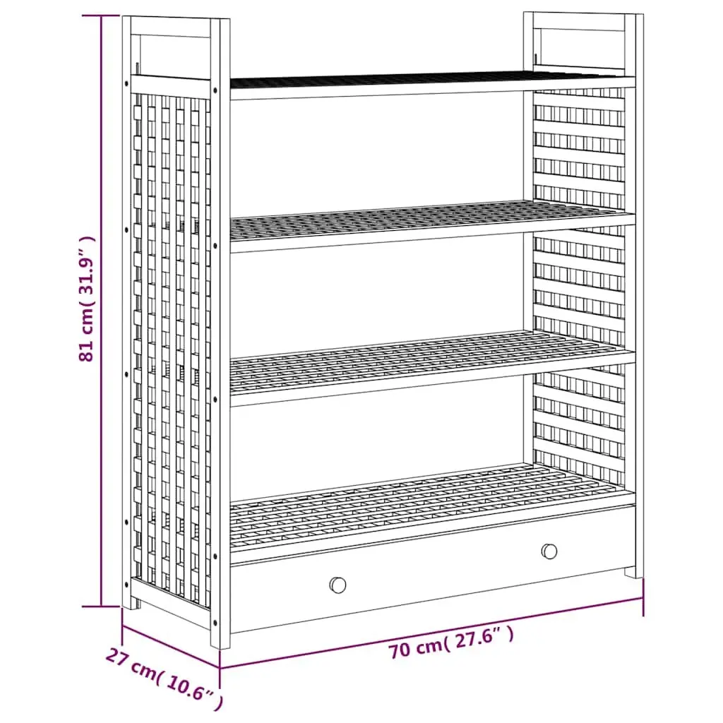 Wooden Shoe Rack Storage Organiser 70x27x81 cm Brown 4 Shelf