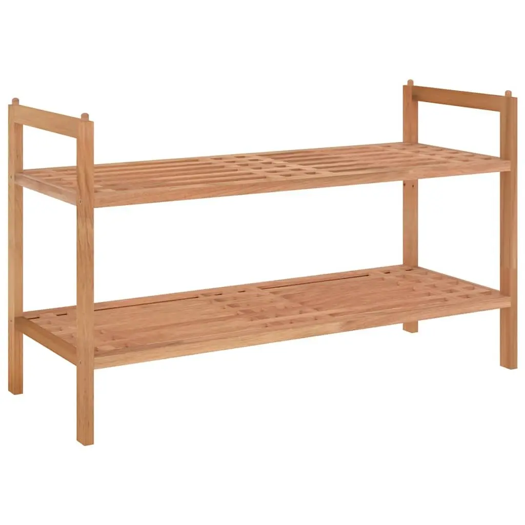 Shoe Rack Solid Wood Storage Organiser 2 Shelves Brown
