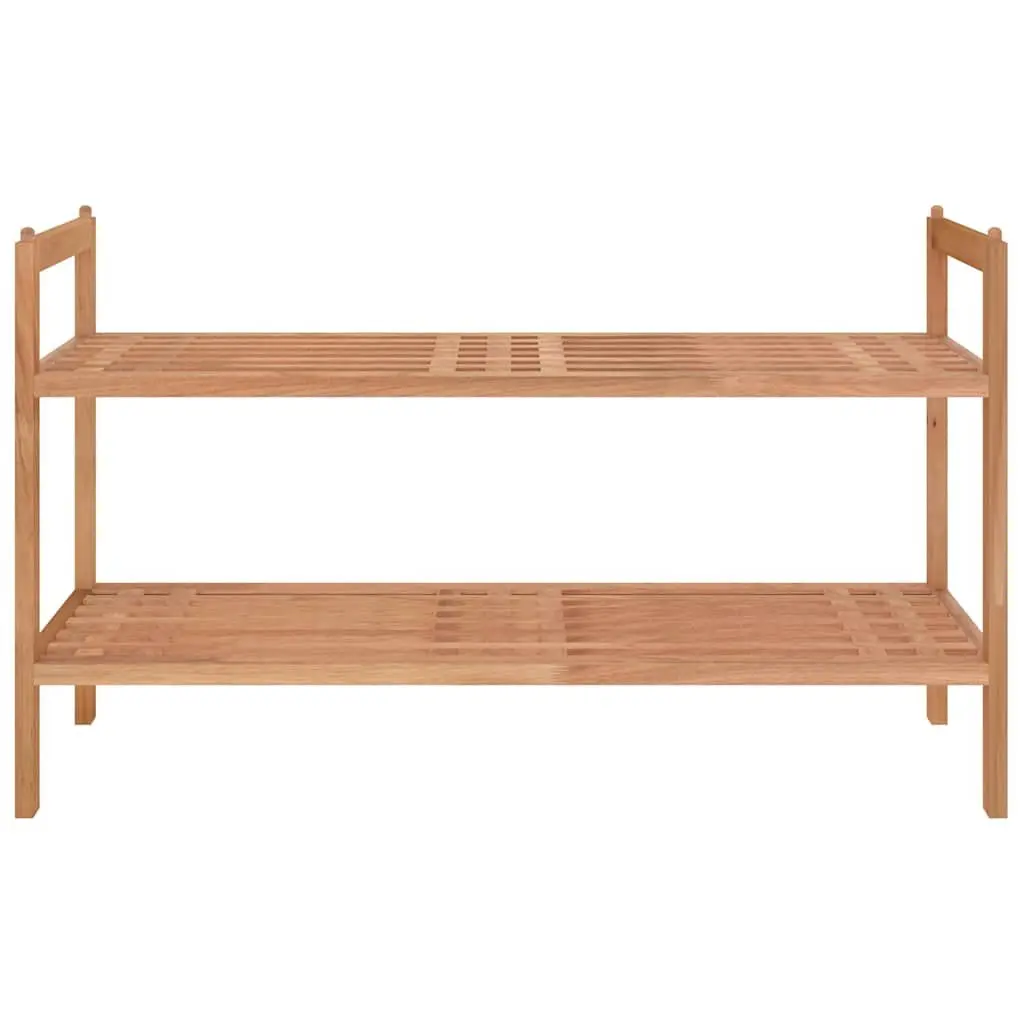 Shoe Rack Solid Wood Storage Organiser 2 Shelves Brown