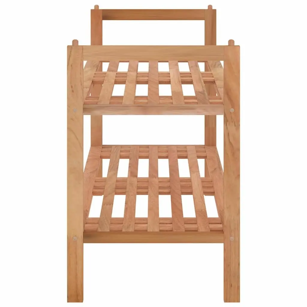 Shoe Rack Solid Wood Storage Organiser 2 Shelves Brown