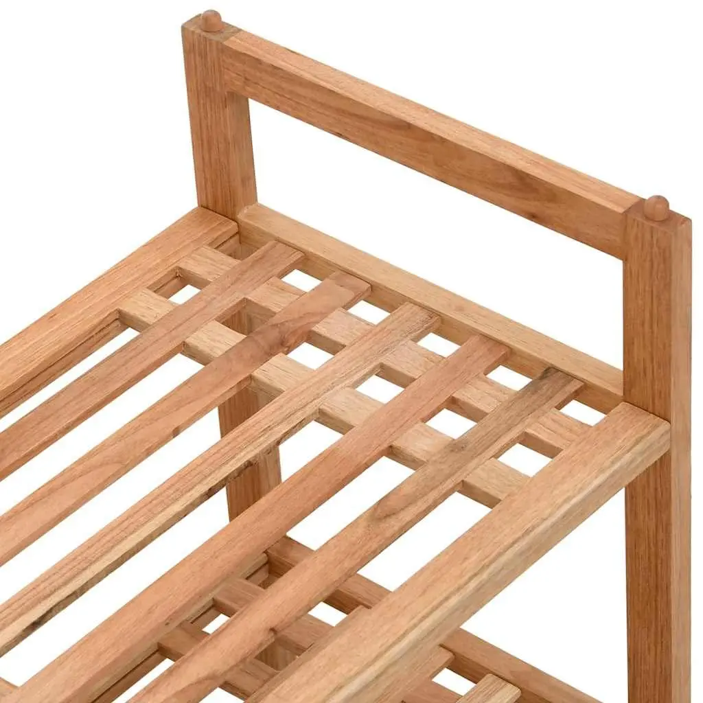 Shoe Rack Solid Wood Storage Organiser 2 Shelves Brown