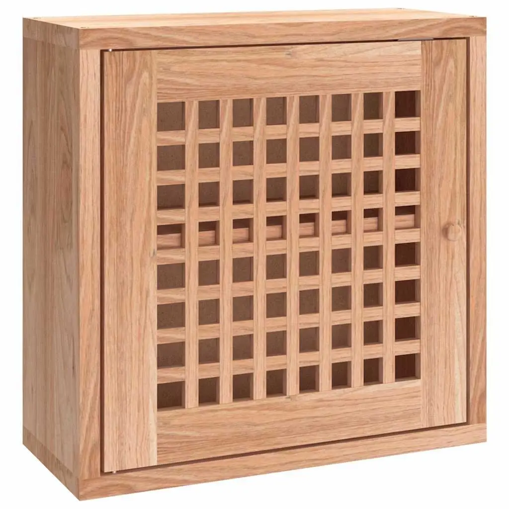 Wall Cabinet Storage Organiser 42x18x42cm Solid Wood Brown 2 Compartment