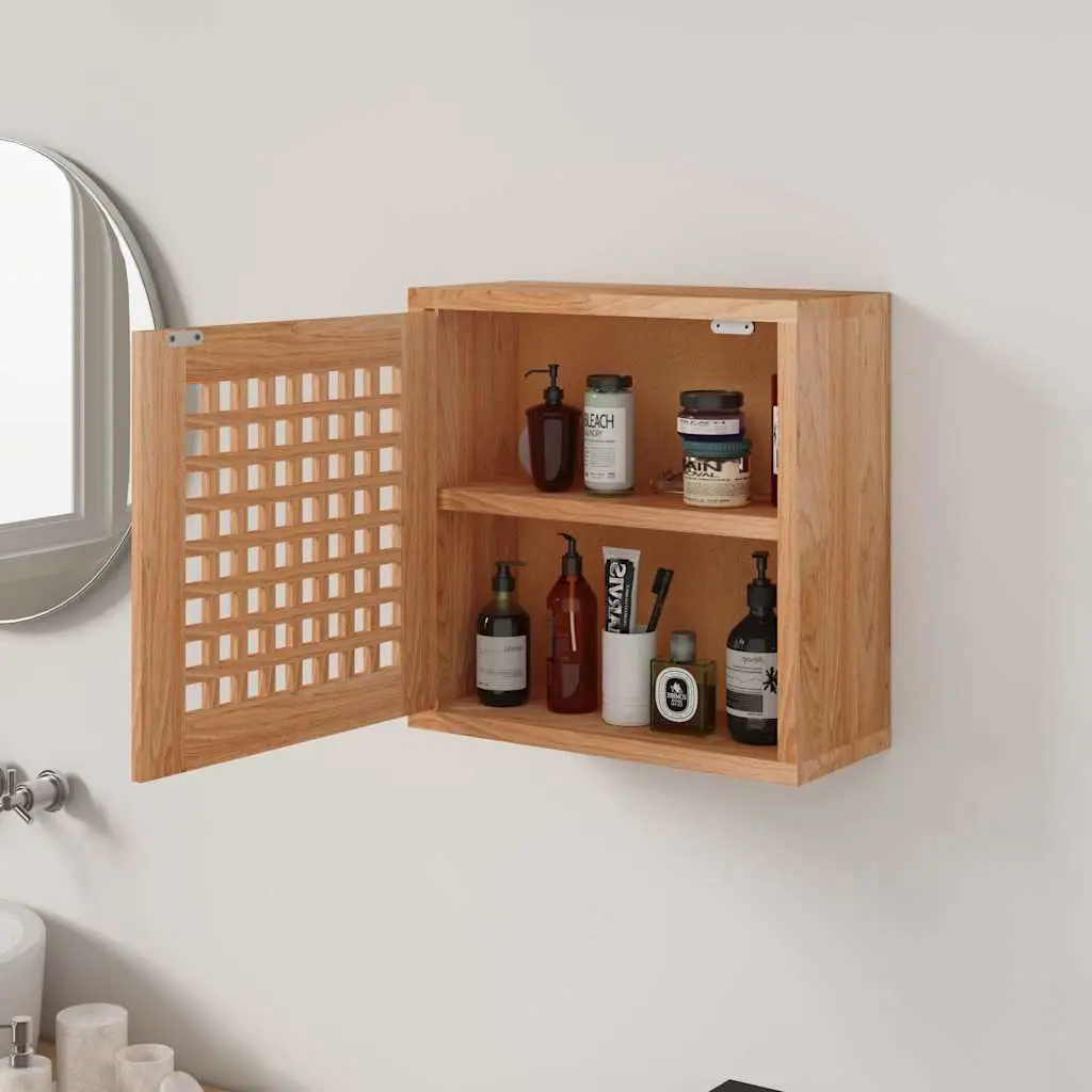 Wall Cabinet Storage Organiser 42x18x42cm Solid Wood Brown 2 Compartment