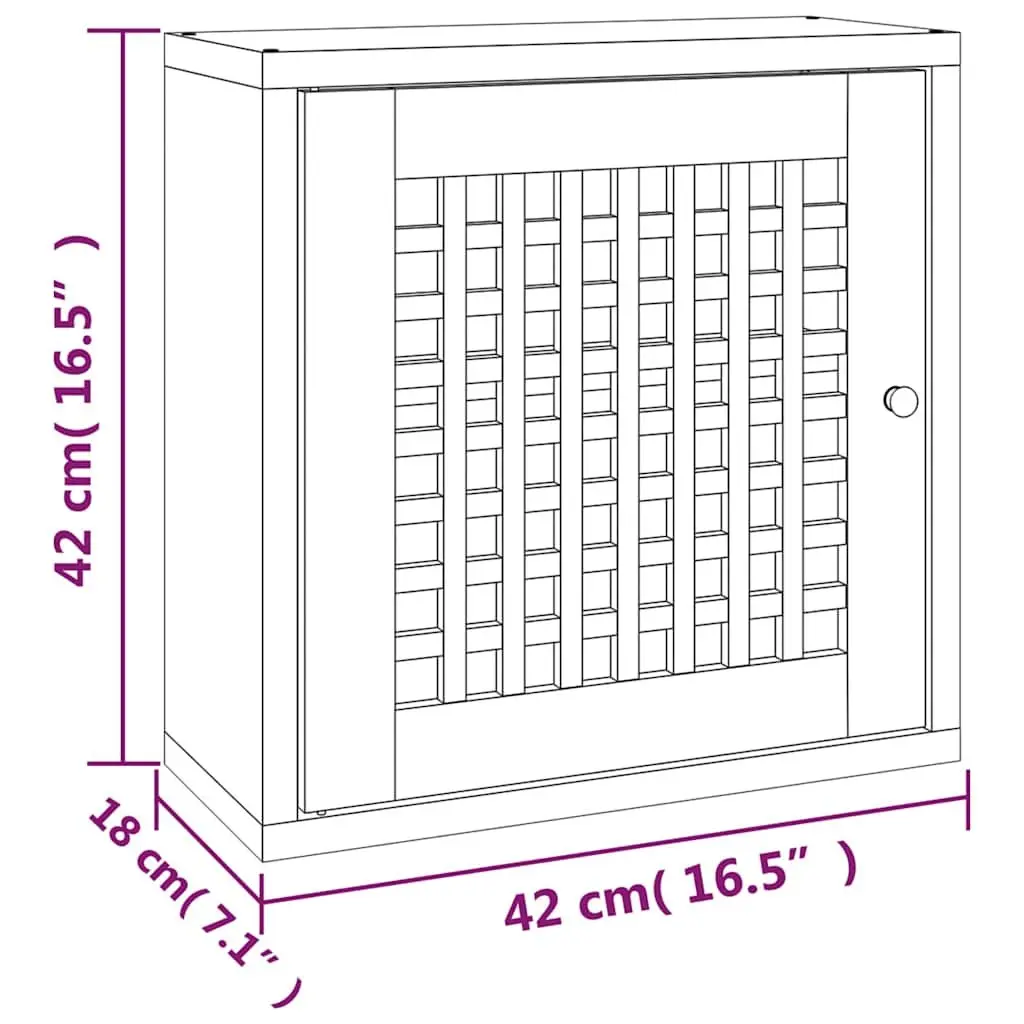 Wall Cabinet Storage Organiser 42x18x42cm Solid Wood Brown 2 Compartment
