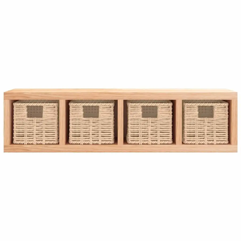 Wall Shelf with Removable Baskets, Solid Wood