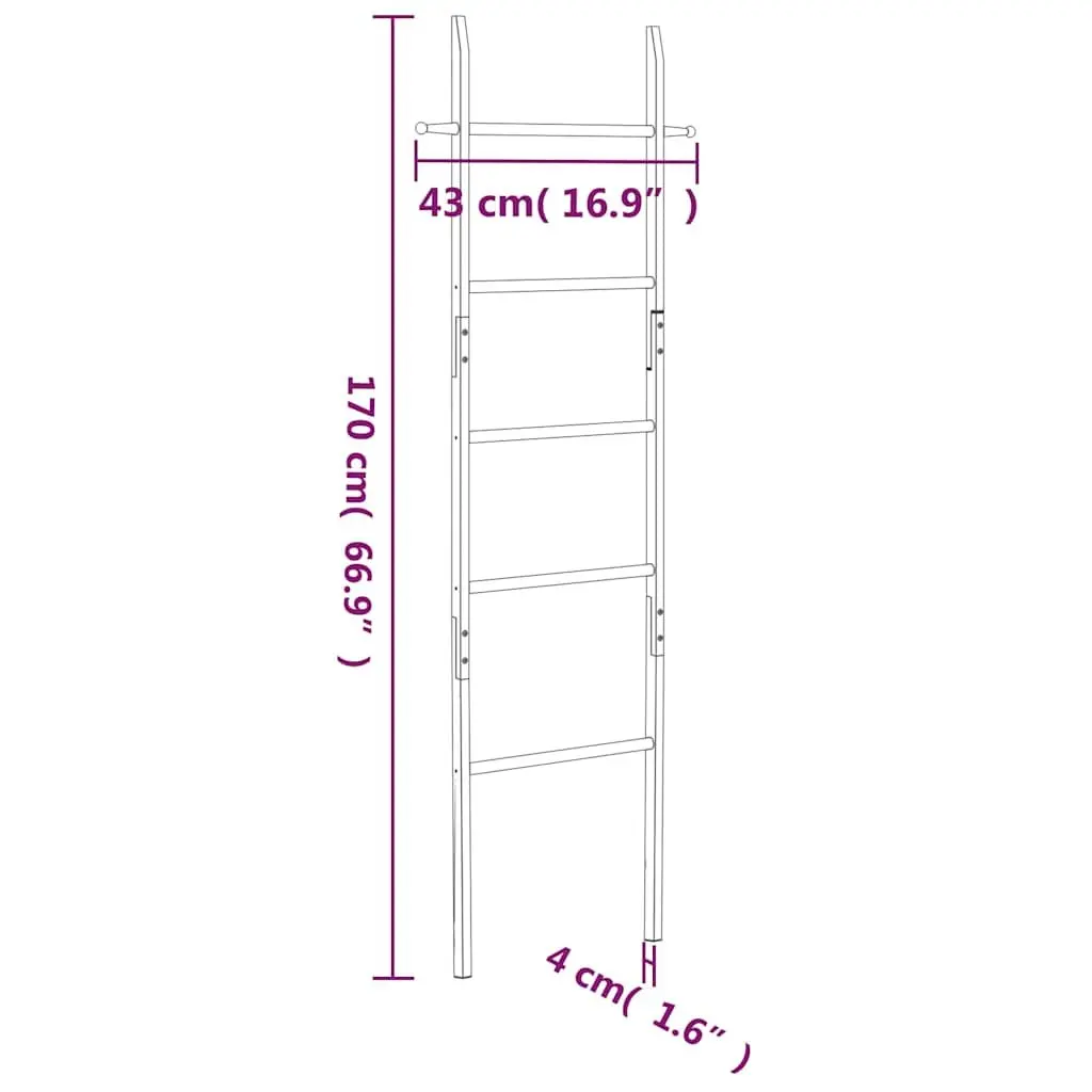 Towel Ladder Solid Wood 170 cm Brown Storage Rack Bathroom Bedroom Home Decor