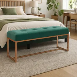 Warm and Stylish Green Velvet Bench