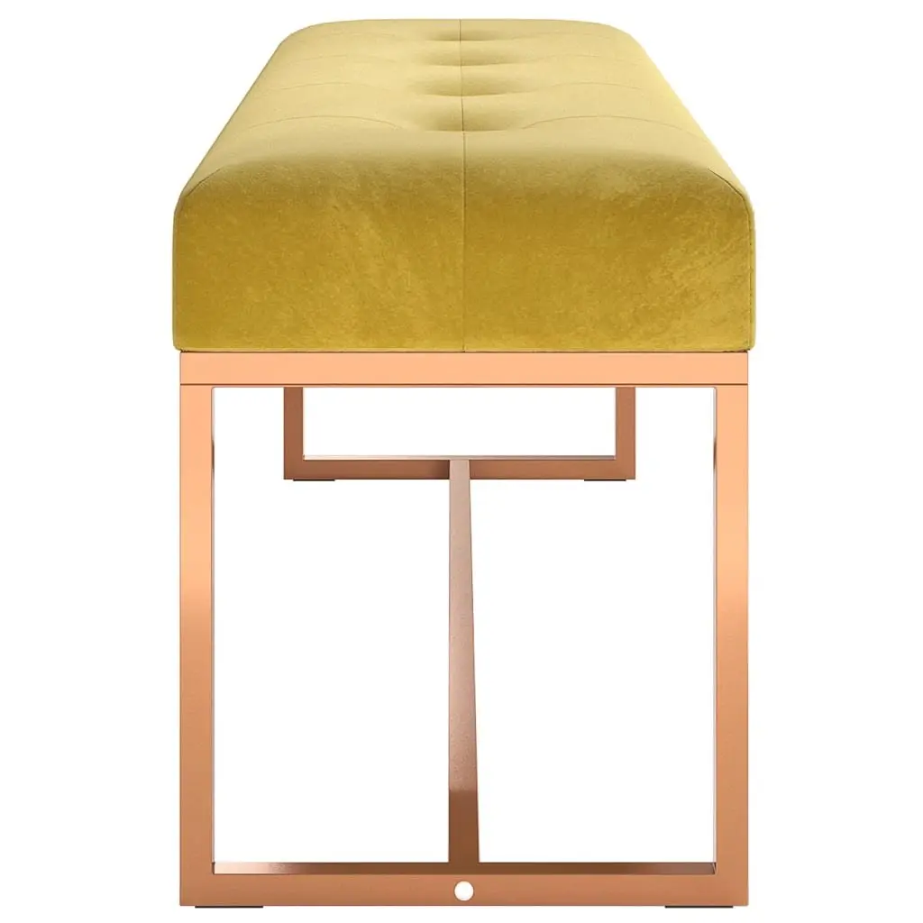 Yellow Velvet Bench Upholstered Padded Seat Living Room Entryway Furniture
