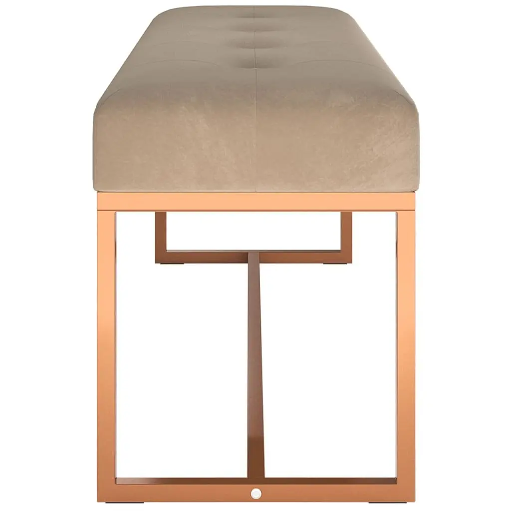 Beige Velvet Bench Offering Comfort and Style